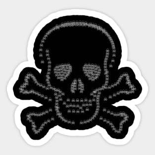 Skull and Crossbones White on black Sticker